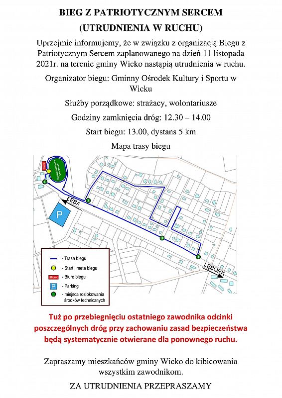 Grafika #0: Utrudnienia w ruchu - Bieg z Patriotycznym Sercem