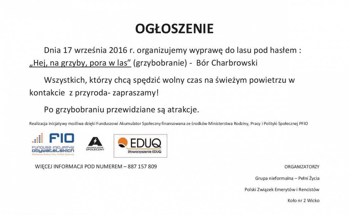 Grafika #0: Grzybobranie - 17 września - Bór Charbrowski
