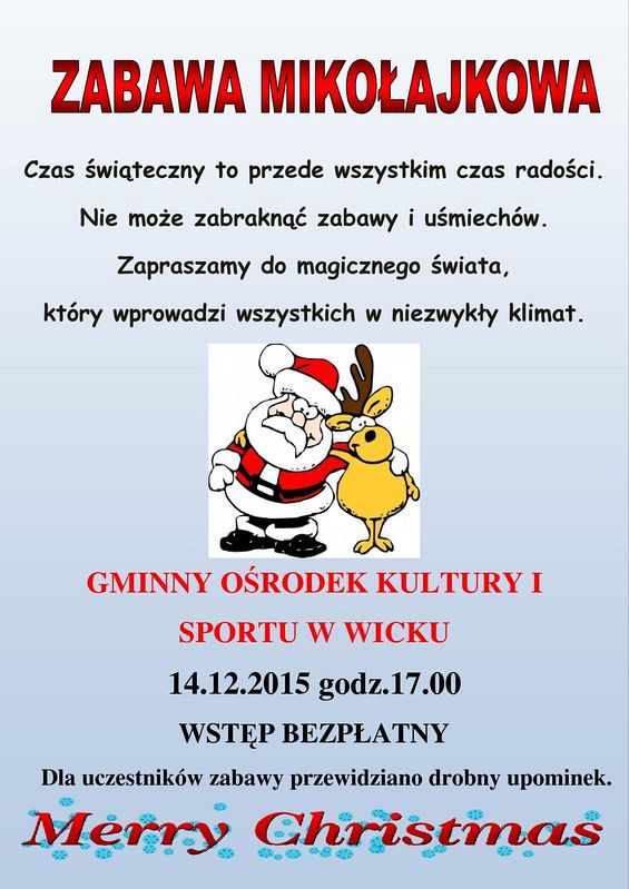 Grafika #0: Zabawa mikołajkowa 14 grudnia