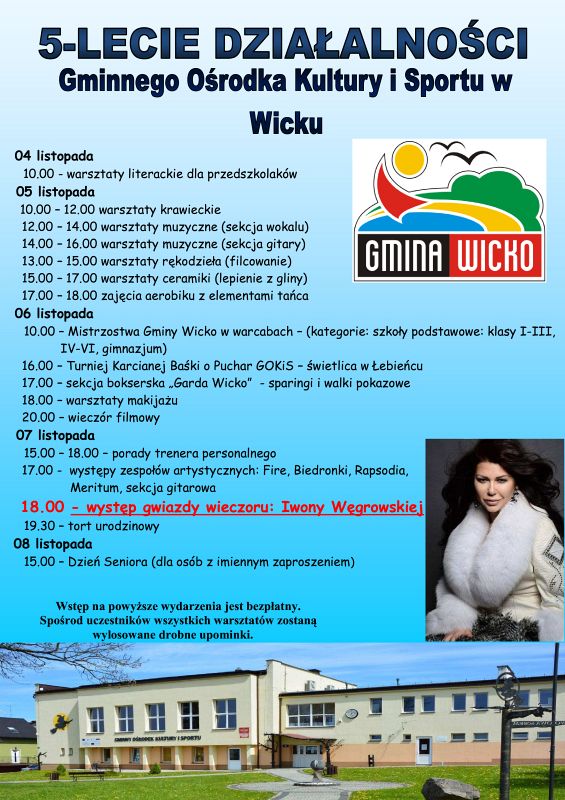 Grafika #0: PIĘCIOLECIE DZIAŁALNOŚCI GMINNEGO OŚRODKA KULTURY I SPORTU W WICKU