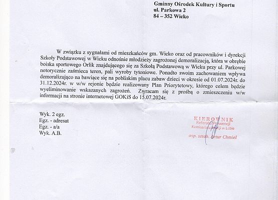 Komunikat Komisariatu Policji z Łeby grafika