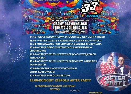 WOŚP - program imprezy w GOKiS grafika