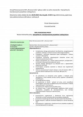Grafika #0: Nabór na stanowisko pracy w LGD Dorzecze Łeby