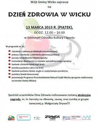 Grafika #1: 13 MARCA - DNIEM ZDROWIA W GMINIE WICKO!